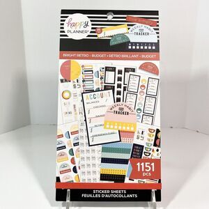 Happy Planner Value Pack Stickers, Bright Retro - Budget, 1151 Pieces